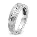 14k White Gold IBGoodman Men's Polished and Satin 1/6 carat Diamond Complete Ring - Image 6