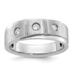 14k White Gold IBGoodman Men's Polished and Satin 1/4 carat Diamond Complete Ring
