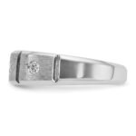 IBGoodman 14k White Gold Men's Polished Satin and Grooved 3-Stone Ring Mounting - Image 5