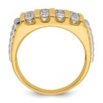 IBGoodman 14k Two-tone Men's Polished and Textured 4-Row Ring Mounting - Image 2