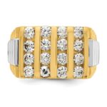 IBGoodman 14k Two-tone Men's Polished and Textured 4-Row 2 Carat AA Quality Diamond Ring - Image 6