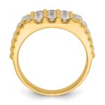 IBGoodman 14k Two Tone 1 carat Lab Grown Diamond VS/SI+ G+ Complete Grooved Four Row Men's Ring - Image 2