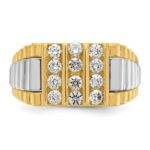 IBGoodman 14k Two-tone Men's Polished and Textured 1 Carat AA Quality Diamond Cluster Ring - Image 6