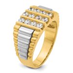 IBGoodman 14k Two-tone Men's Polished and Textured 1 Carat AA Quality Diamond Cluster Ring - Image 8