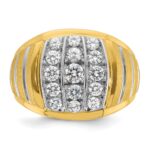 10k Two-tone IBGoodman Men's Polished Satin & Grooved Ring Mounting - Image 6
