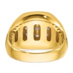 10k Two-tone IBGoodman Men's Polished Satin & Grooved Ring Mounting - Image 7