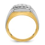 IBGoodman 14k Two-tone Men's Polished Satin and Grooved 3-Row Ring Mounting - Image 2