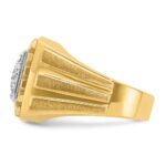 IBGoodman 14k Two-tone Men's Polished Satin and Grooved 1 Carat AA Quality Diamond Cluster Ring - Image 5