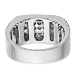 IBGoodman 14k White Gold with Black Rhodium Men's Polished Satin and Cobblestone Textured Black and White 5/8 Carat AA Quality Diamond Ring - Image 7