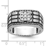 IBGoodman 14k White Gold with Black Rhodium Men's Polished Satin and Cobblestone Textured Black and White 5/8 Carat AA Quality Diamond Ring - Image 3
