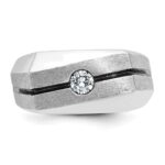 14k White Gold IBGoodman Men's Polished and Satin Diamond Ring Mounting - Image 6