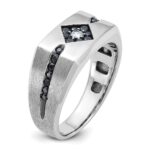 14k White Gold with Black Rhodium IBGoodman Men's Satin 5/8 carat Black and White Diamond Complete Ring - Image 8