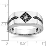 14k White Gold with Black Rhodium IBGoodman Men's Satin 5/8 carat Black and White Diamond Complete Ring - Image 3