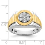 IBGoodman 14k Two-Tone 1/2 carat Lab Grown Diamond VS/SI+ G+ Complete Ribbed Men's Cluster Ring - Image 3