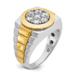 IBGoodman 14k Two-tone Men's Polished Satin and Textured 1 Carat AA Quality Diamond Ring - Image 8