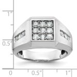 IBGoodman 10k Men's Polished and Satin 1 Carat A Quality Diamond Square Cluster Ring - Image 3