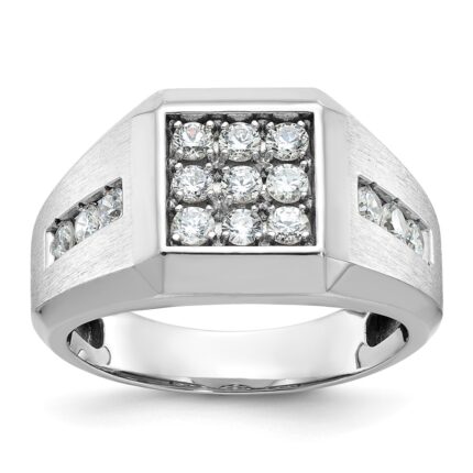 IBGoodman 14k White Gold 1 carat Lab Grown Diamond VS/SI+ G+ Complete Square Cluster Men's Ring
