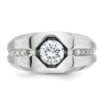 14k White Gold IBGoodman Men's Polished and Satin 1/5 carat Diamond Semi-mount Ring - Image 6