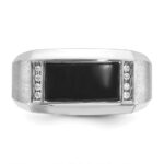 14k White Gold IBGoodman Men's Satin Onyx and Diamond Ring Mounting - Image 4