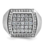 IBGoodman 10k White Gold Men's Polished and Satin 1 1/3 Carat A Quality Diamond Cluster Ring - Image 6