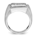 14k White Gold IBGoodman Men's Polished & Satin Cluster Ring Mounting - Image 2