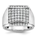 IBGoodman 14k White Gold Men's Polished and Satin 1 1/5 Carat AA Quality Diamond Cluster Ring