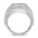 IBGoodman 14k White Gold 1 carat Lab Grown Diamond VS/SI+ G+ Complete Men's Polished and Satin Cluster Ring - Image 2
