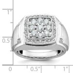 IBGoodman 14k Two-tone Men's Polished and Satin 1 Carat AA Quality Diamond Square Cluster Ring - Image 3