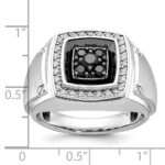 IBGoodman 14k White Gold with Black Rhodium Men's Polished and Satin 5/8 Carat Black and White Diamond Ring - Image 3
