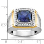 IBGoodman 10k Two-tone Men's Polished Lab Created Sapphire and A Quality Diamond Ring - Image 2