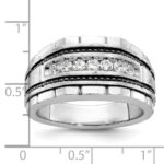 IBGoodman 14k White Gold Men's Polished Satin and Textured 7-Stone Ring Mounting - Image 3