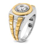 14k Two-tone IBGoodman Men's Polished and Textured Ring Mounting - Image 8