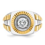 IBGoodman 14k Two Tone 1 carat Lab Grown Diamond VS/SI+ G+ Complete Polished Satin and Textured Men's Ring - Image 4