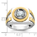 IBGoodman 14k Two Tone 1 carat Lab Grown Diamond VS/SI+ G+ Complete Polished Satin and Textured Men's Ring - Image 8