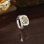 IBGoodman 10k Two-tone with Black Rhodium Men's Polished Textured and Diamond-cut 1 Carat A Quality Diamond Round Cluster Ring - Image 9