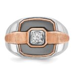 IBGoodman 14k White and Rose Gold with Black Rhodium Men's Polished and Satin 1/3 Carat AA Quality Diamond Ring - Image 6