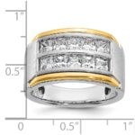 IBGoodman 14k Two Tone 2 carat Lab Grown Diamond VS/SI+ G+ Princess Complete Polished and Satin Two Row Men's Ring - Image 3
