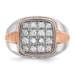 IBGoodman 14k Two Tone Rose and White Gold 1 carat Lab Grown Diamond VS/SI+ G+ Complete Cluster Men's Ring - Image 4
