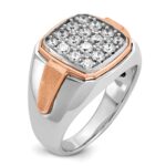 IBGoodman 14k White and Rose Gold Men's Polished and Satin 1 Carat AA Quality Diamond Cluster Ring - Image 8