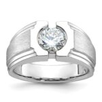 14k White Gold IBGoodman Men's Polished and Satin Diamond Ring Mounting
