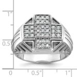 IBGoodman 14k White Gold Men's Polished Textured and Grooved Cross Cluster Ring Mounting - Image 3