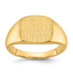 14k IBGoodman 12x12mm Men's Satin Top Cushion Signet Ring