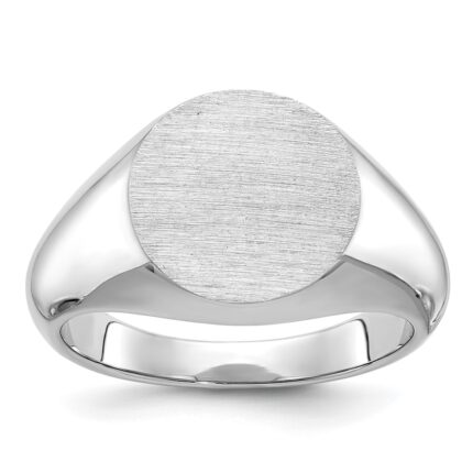 14k White Gold IBGoodman 16x14mm Men's Round Signet Ring