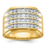 IBGoodman 14k with White Rhodium 1 5/8 carat Lab Grown Diamond VS/SI+ G+ Complete Four Row Men's Ring