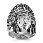 14k White Gold IBGoodman Men's Antiqued Diamond Native Headdress Ring Mounting - Image 2