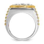 IBGoodman 14k Two-tone Men's Polished Satin and Ribbed Round Cluster Ring Mounting - Image 2