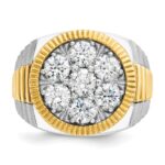 IBGoodman 14k Two-Tone 3 carat Lab Grown Diamond VS/SI+ G+ Complete Ribbed Men's Cluster Ring - Image 4