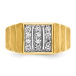 IBGoodman 14k with White Rhodium 1/3 carat Lab Grown Diamond VS/SI+ G+ Polished Satin and Grooved Three Row Men's Cluster Ring - Image 4