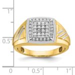 IBGoodman 14k with White Rhodium Men's Polished Satin and Grooved 1/3 Carat AA Quality Diamond Square Cluster Ring - Image 2