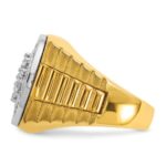 IBGoodman 14k Two-tone Men's Polished Satin and Ribbed 2 Carat AA Quality Diamond Round Cluster Ring - Image 5